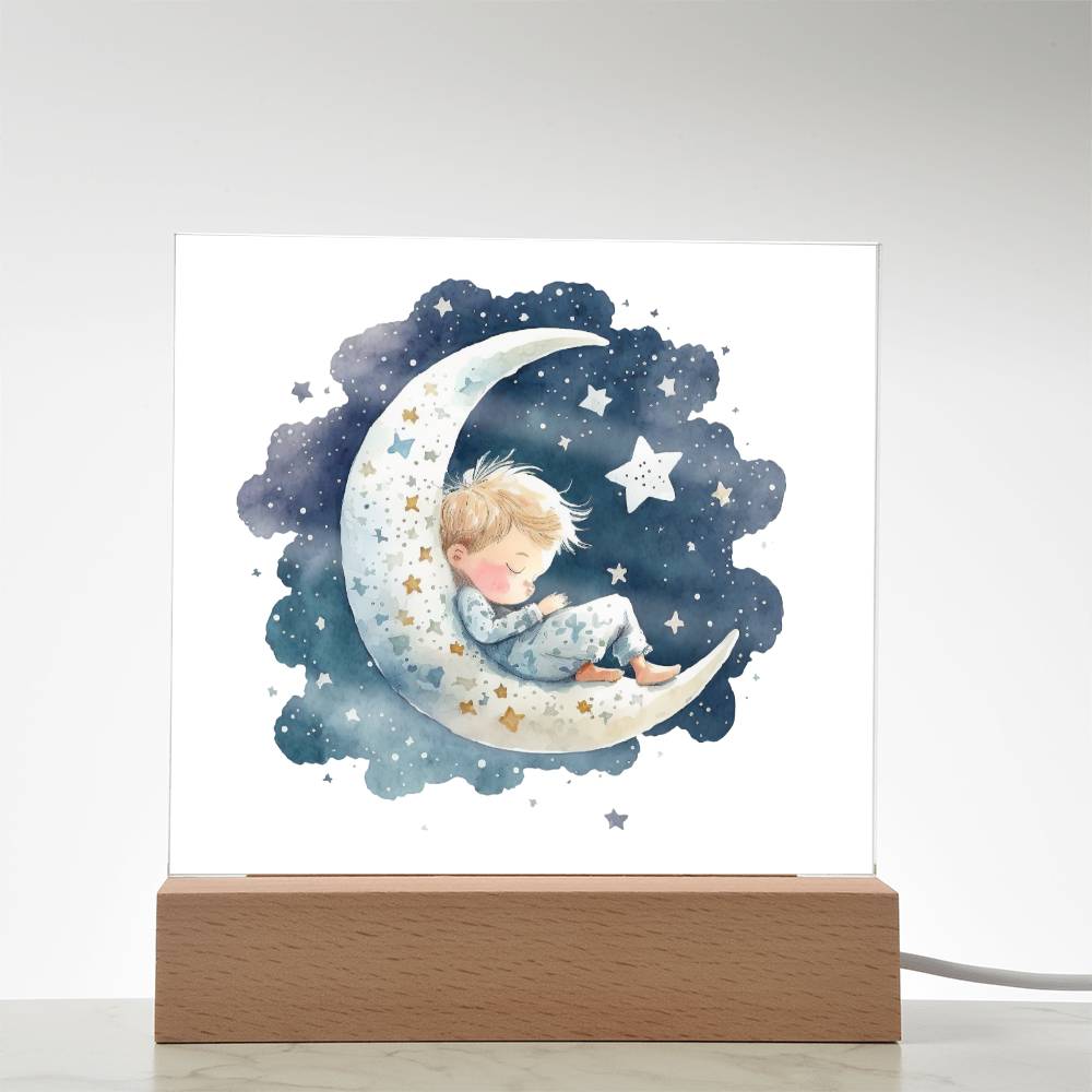 Sweet Dreams Baby Boy (Watercolor) 08 - LED Night Light Square Acrylic Plaque