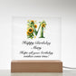 Happy Birthday Mary (Sunflowers) - Square Acrylic Plaque With USB Corded LED Base