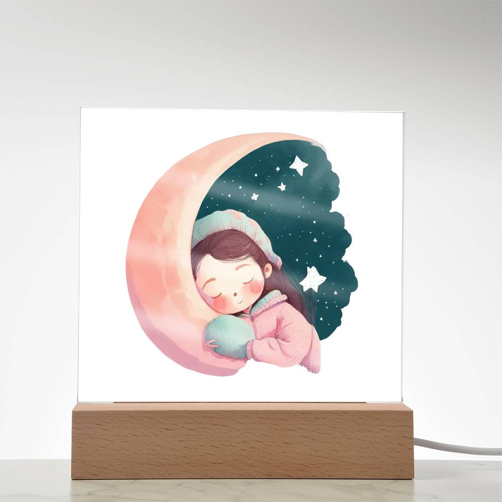 Sweet Dreams Baby Girl (Watercolor) 03 - LED Night Light Square Acrylic Plaque