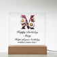 Happy Birthday Mary (Daisies) - Square Acrylic Plaque With USB Corded LED Base