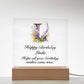 Happy Birthday Linda (Lavender Flowers) - Square Acrylic Plaque With USB Corded LED Base