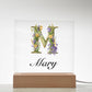 Mary (Lavender Flowers) - Square Acrylic Plaque With USB Corded LED Base