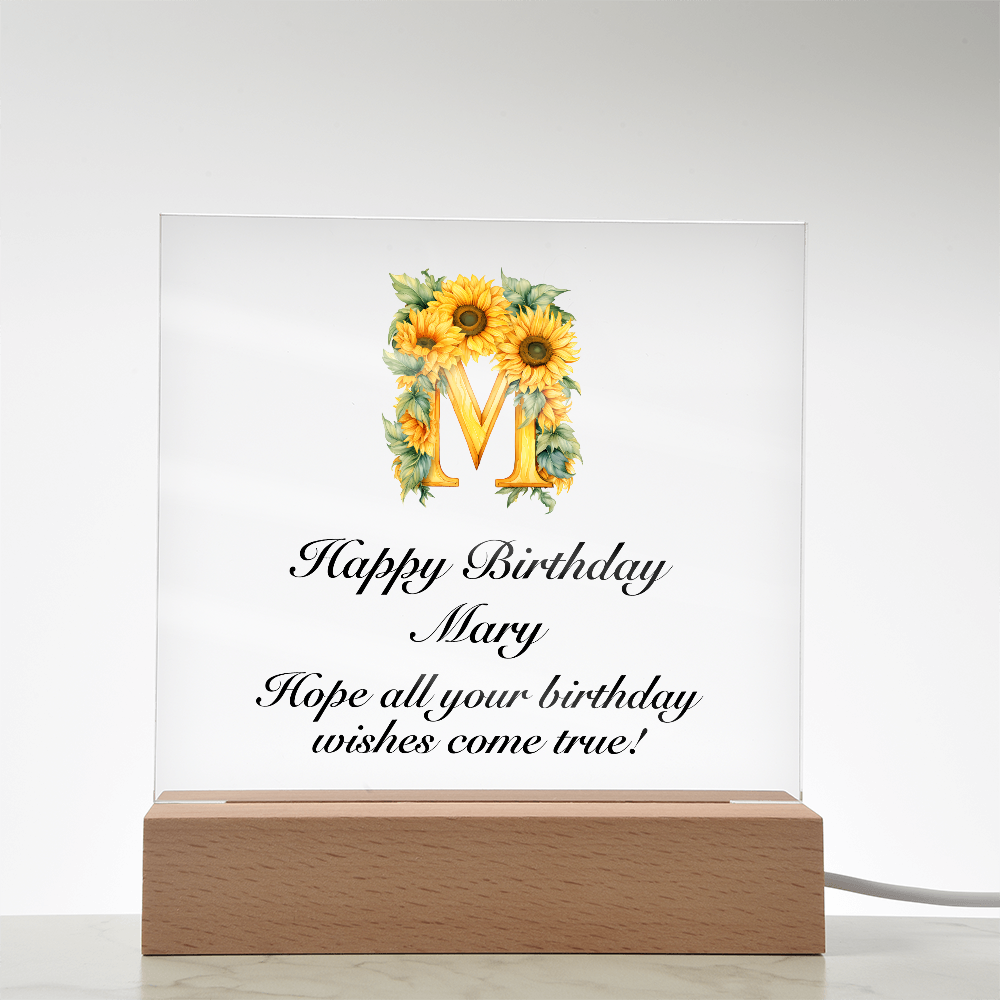 Happy Birthday test - Square Acrylic Plaque With USB Corded LED Base