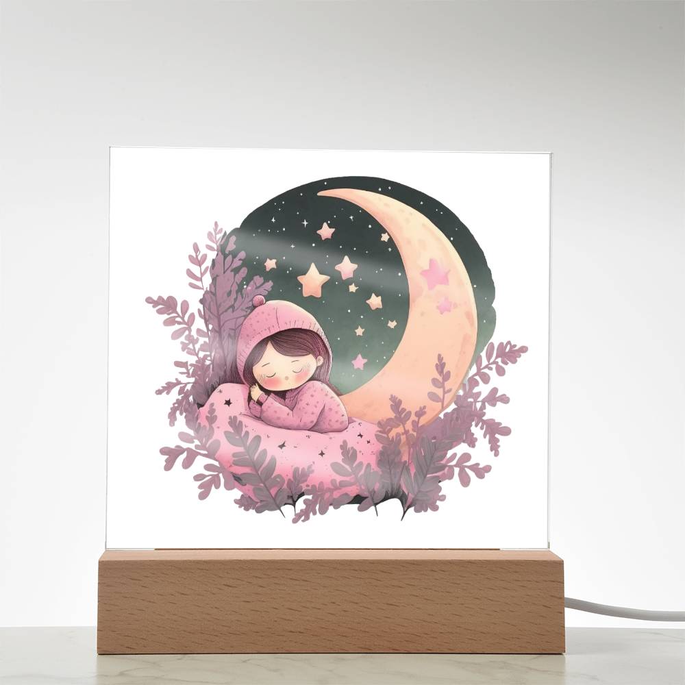 Sweet Dreams Baby Girl (Watercolor) 04 - LED Night Light Square Acrylic Plaque