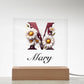 Mary (Daisies) - Square Acrylic Plaque With USB Corded LED Base