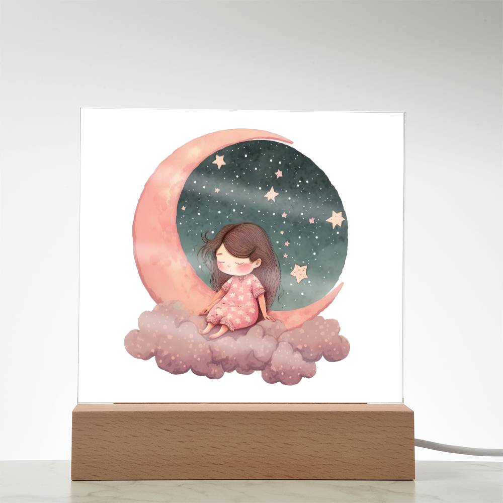 Sweet Dreams Baby Girl (Watercolor) 05 - LED Night Light Square Acrylic Plaque