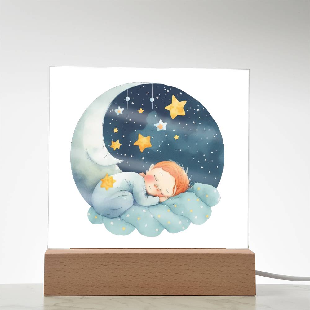 Sweet Dreams Baby Boy (Watercolor) 03 - LED Night Light Square Acrylic Plaque