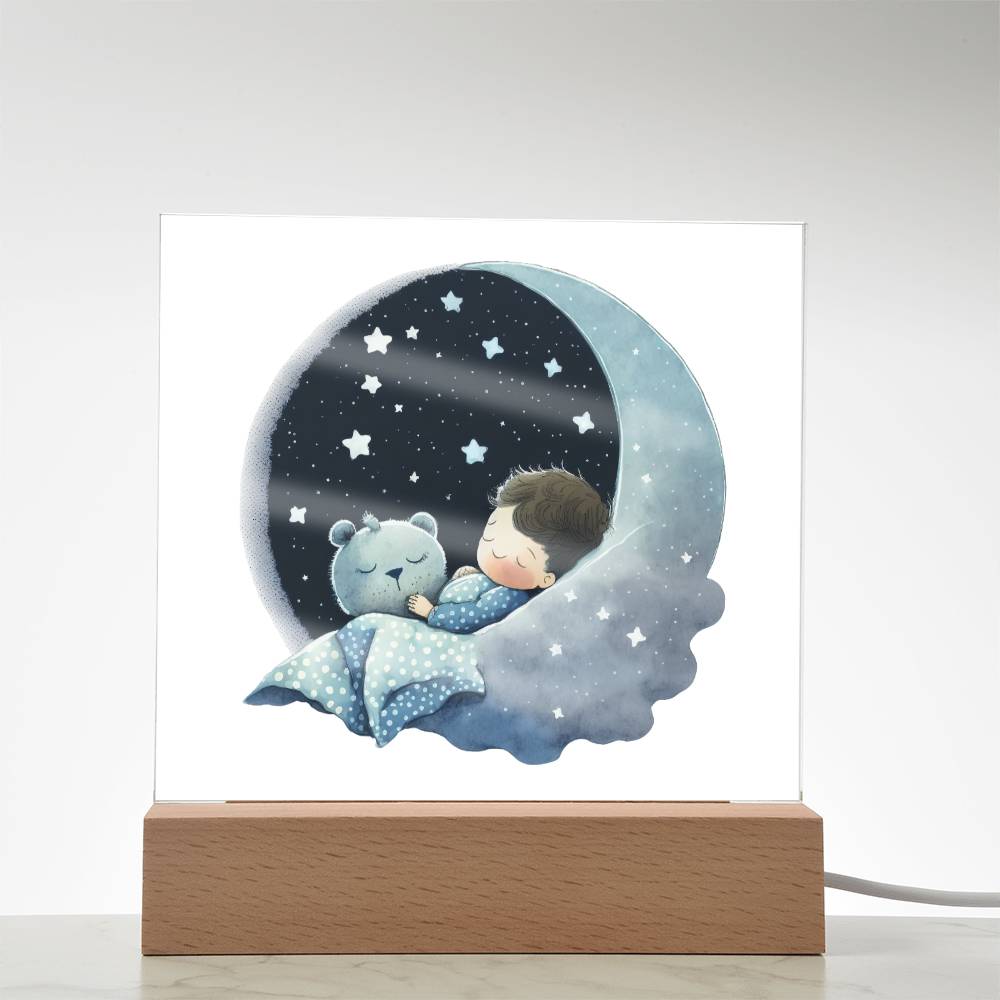 Sweet Dreams Baby Boy (Watercolor) 05 - LED Night Light Square Acrylic Plaque