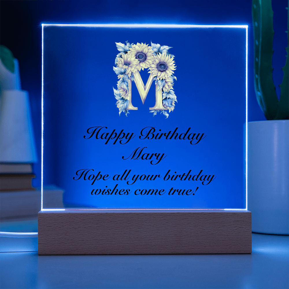 Happy Birthday test - Square Acrylic Plaque With USB Corded LED Base