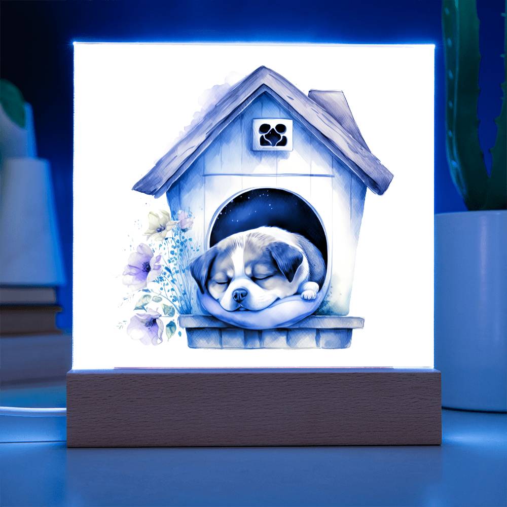 Dog Sleeping (Watercolor) 07 - Square Acrylic Plaque