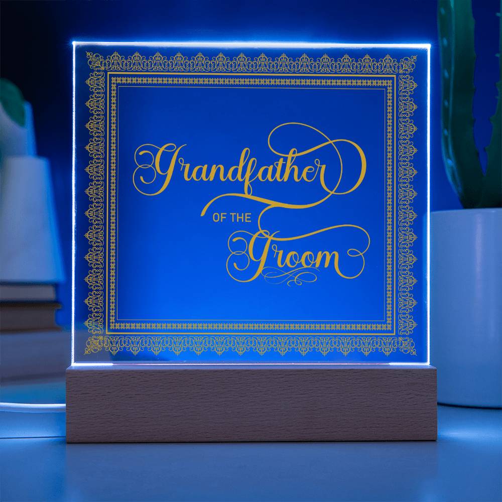 Grandfather of the Groom (Gold) - Square Acrylic Plaque