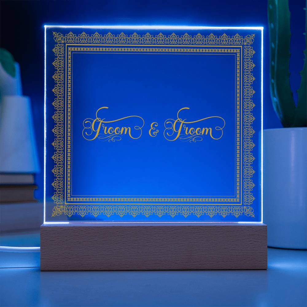 Groom & Groom (Gold) - Square Acrylic Plaque