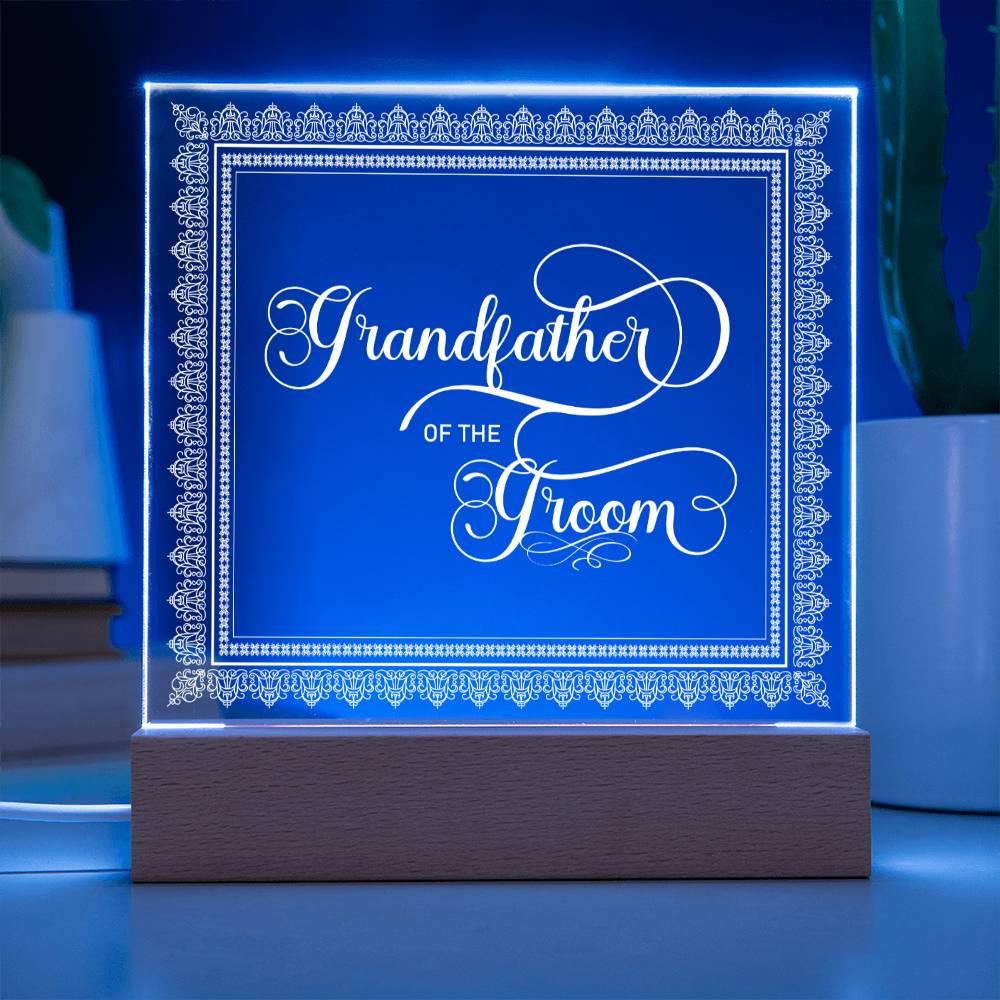 Grandfather of the Groom (White) - Square Acrylic Plaque