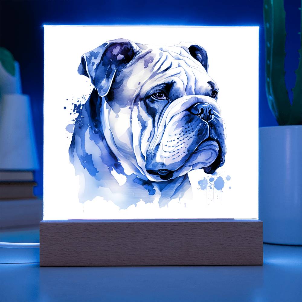 Bulldog (Watercolor) 01 - Square Acrylic Plaque