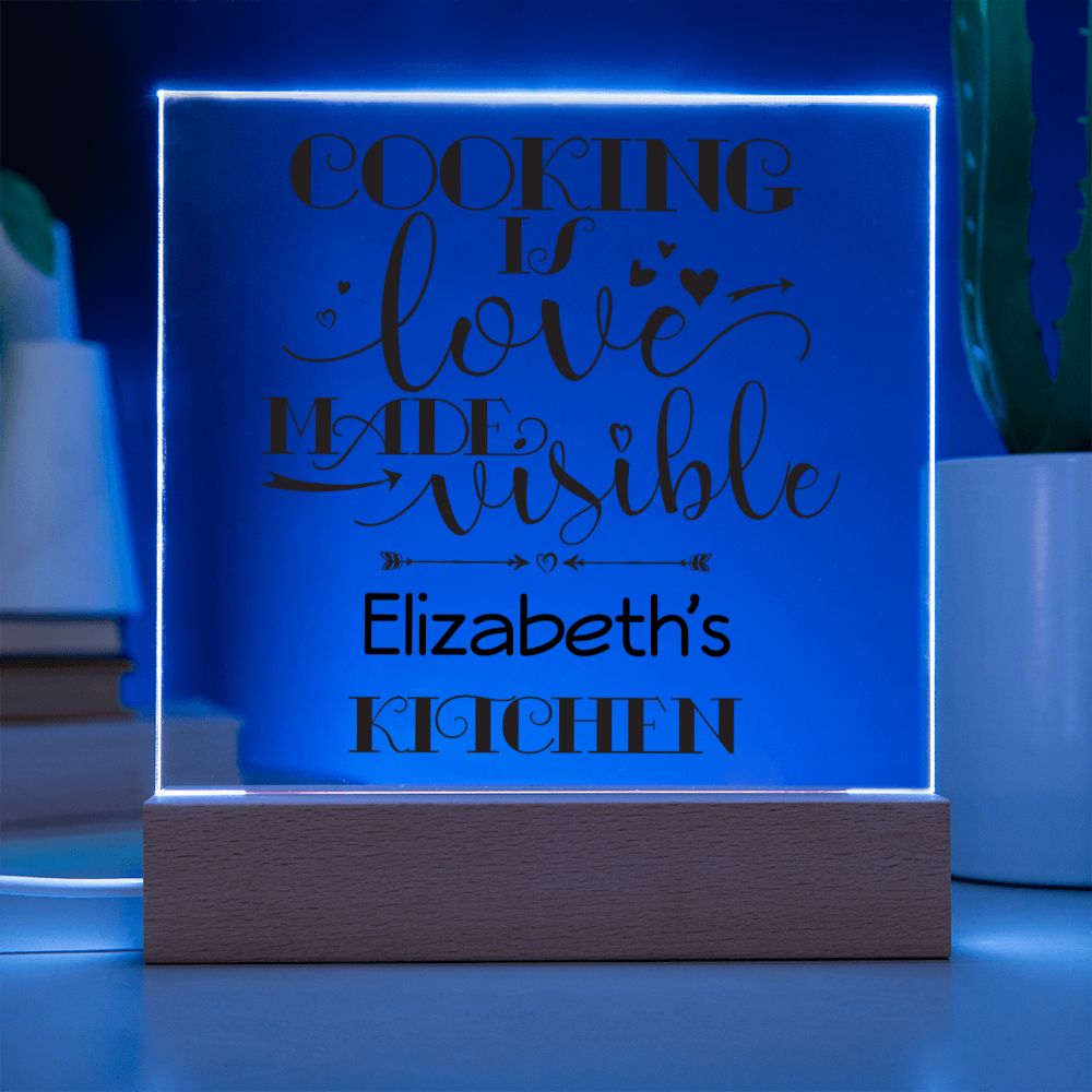 Elizabeth's Kitchen - Cooking Is Love - Square Acrylic Plaque