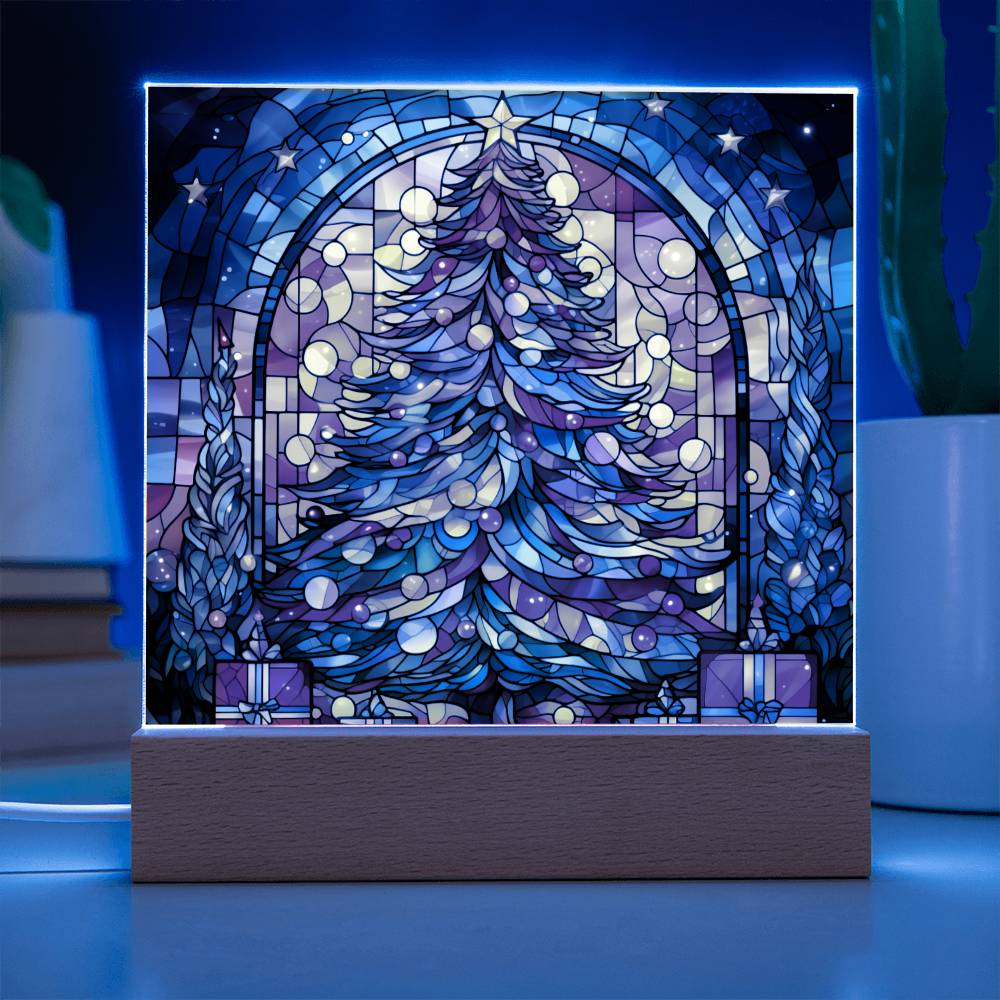 Christmas Stained Glass Design 029 - Square Acrylic Plaque