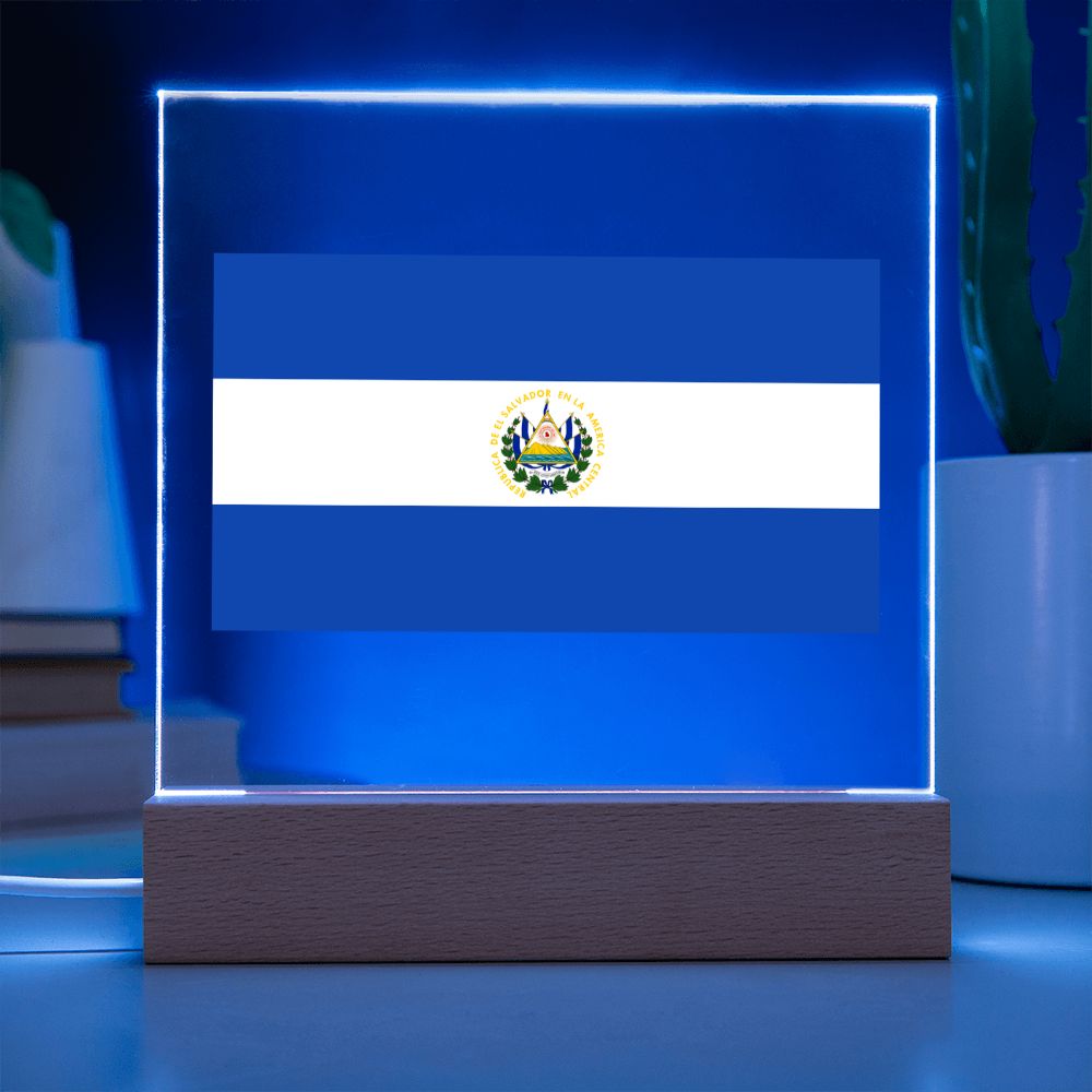 Salvadoran Flag - Square Acrylic Plaque