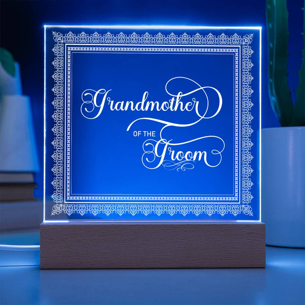 Grandmother of the Groom (White) - Square Acrylic Plaque