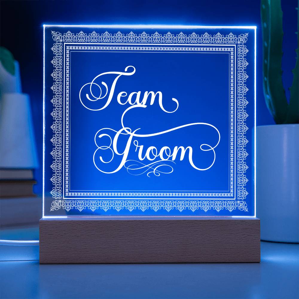 Team Groom (White) - Square Acrylic Plaque
