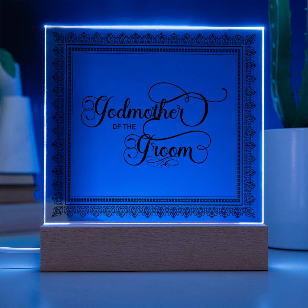 Godmother of the Groom (Black) - Square Acrylic Plaque