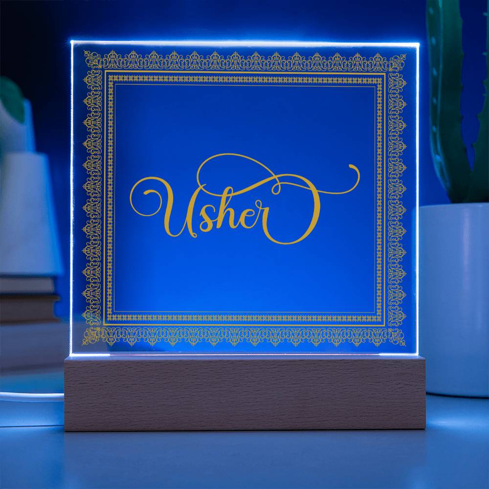 Usher (Gold) - Square Acrylic Plaque