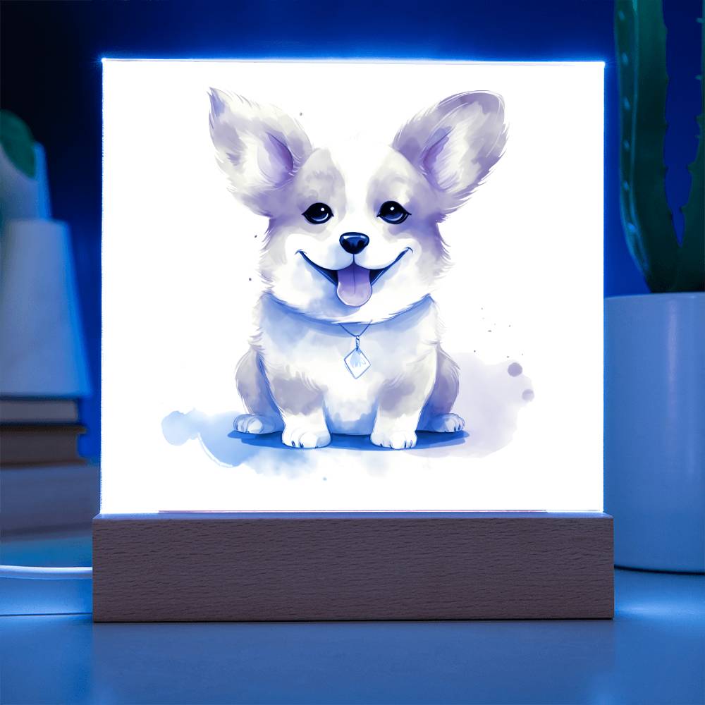 Corgi (Watercolor) 03 - Square Acrylic Plaque
