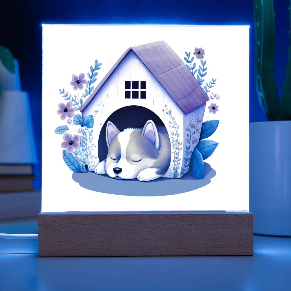 Dog Sleeping (Watercolor) 06 - Square Acrylic Plaque
