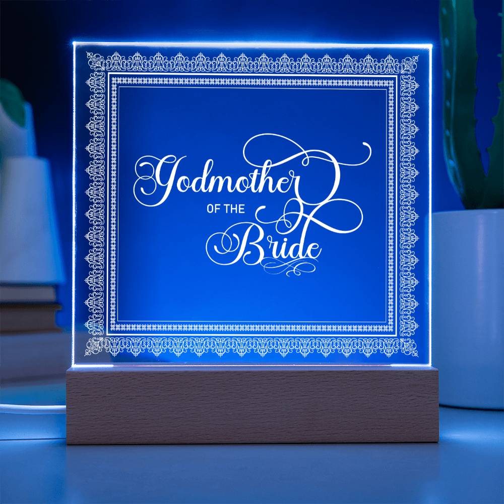 Godmother of the Bride (White) - Square Acrylic Plaque