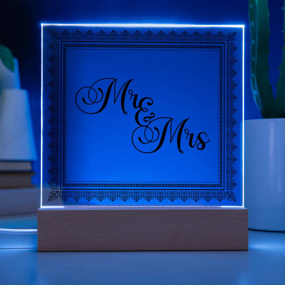 Mr & Mrs (Black) - Square Acrylic Plaque