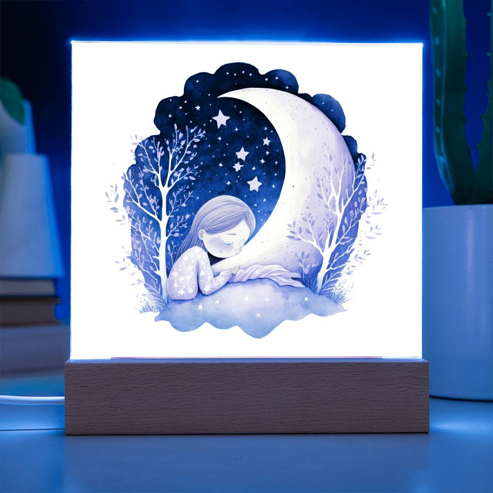 Sweet Dreams Baby Girl (Watercolor) 08 - LED Night Light Square Acrylic Plaque