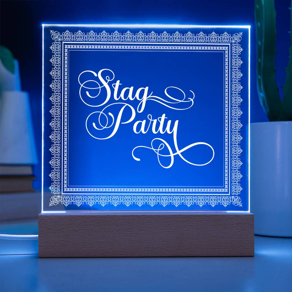 Stag Party (White) - Square Acrylic Plaque