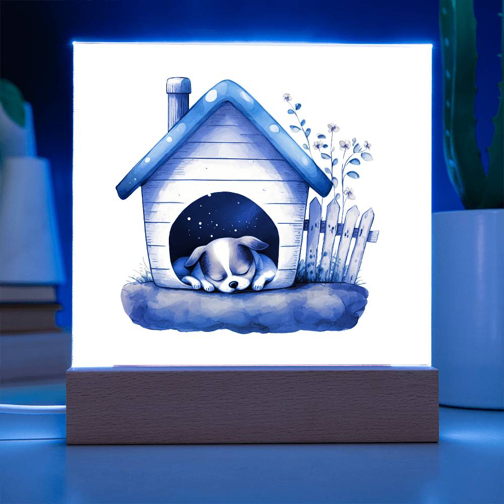Dog Sleeping (Watercolor) 02 - Square Acrylic Plaque