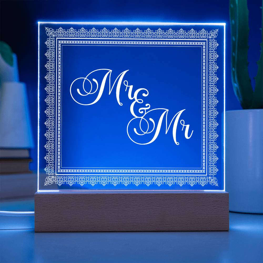 Mr & Mr (White) - Square Acrylic Plaque