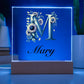 Mary (Sunflowers) - Square Acrylic Plaque With USB Corded LED Base