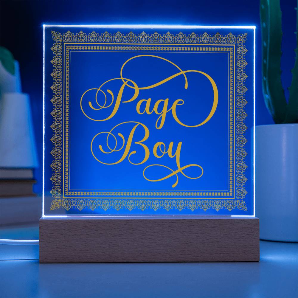 Page Boy (Gold) - Square Acrylic Plaque