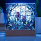 Christmas Stained Glass Design 016 - Square Acrylic Plaque