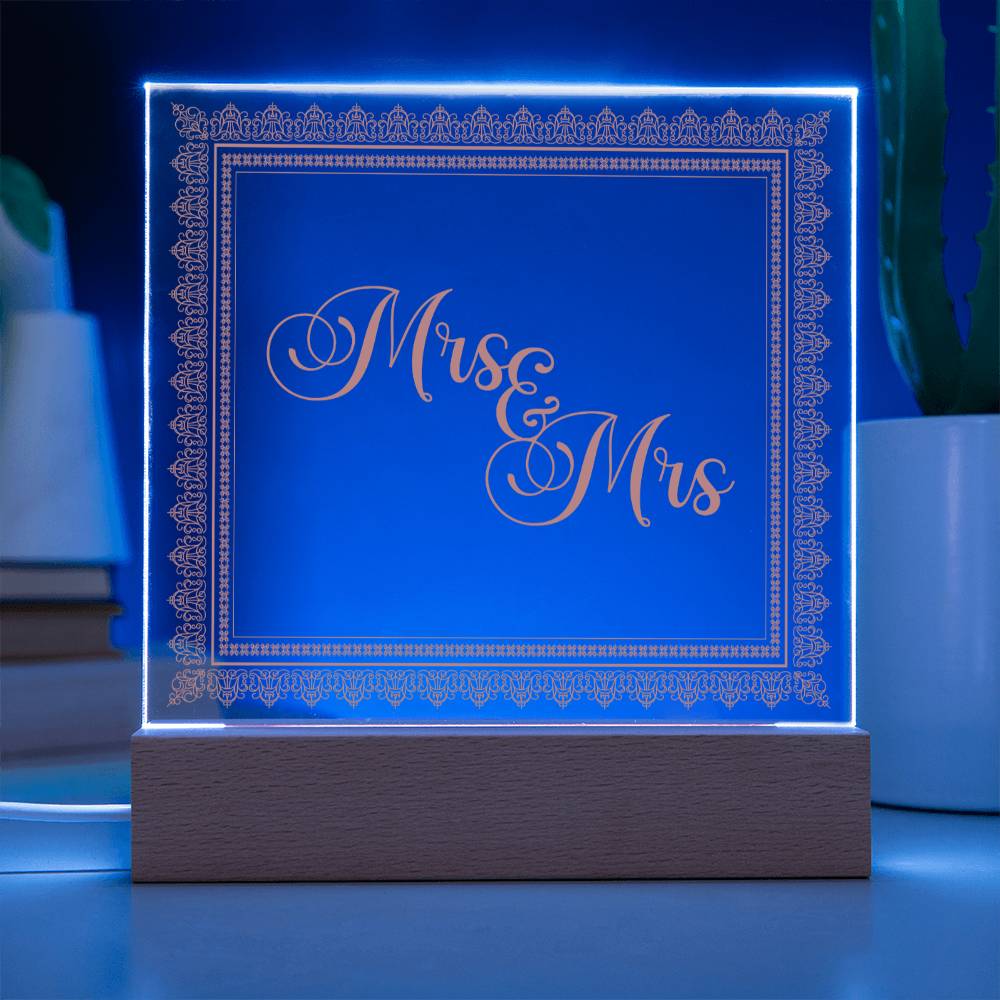 Mrs & Mrs (Rose) - Square Acrylic Plaque