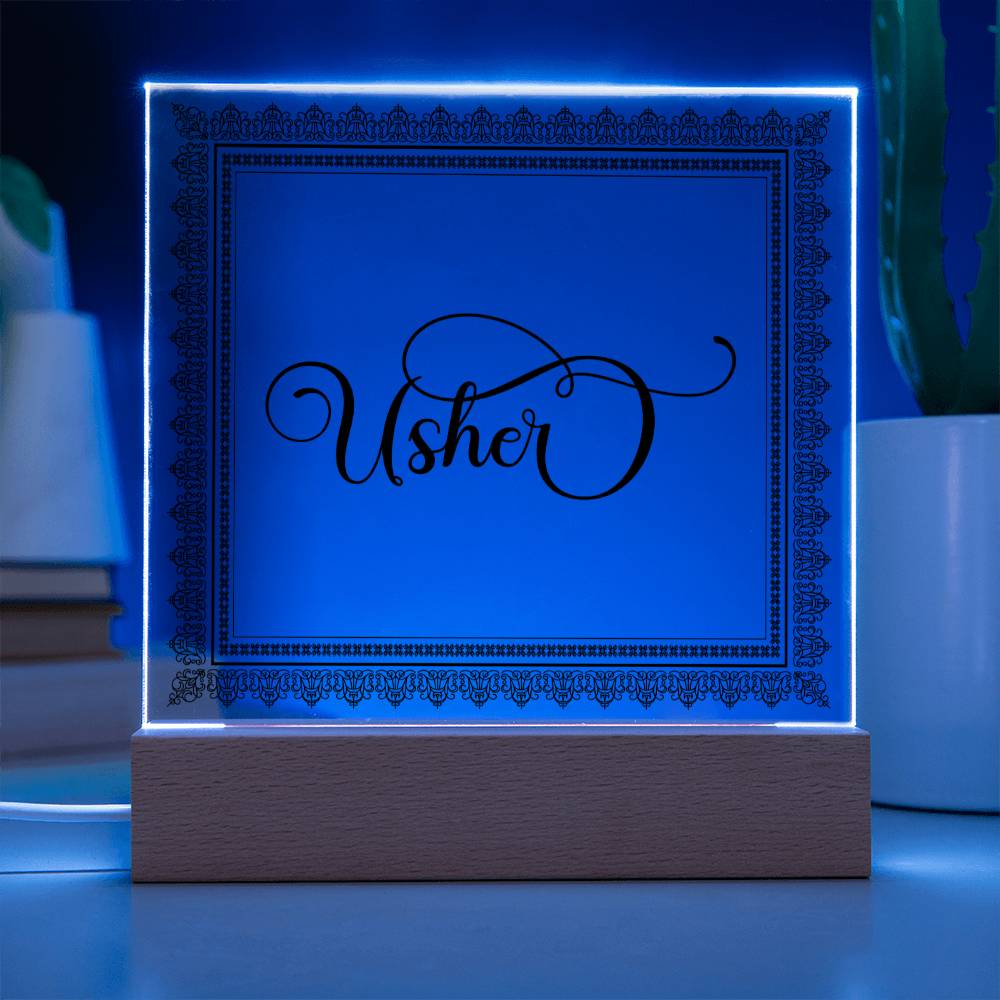 Usher (Black) - Square Acrylic Plaque