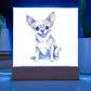 Chihuahua (Watercolor) 05 - Square Acrylic Plaque
