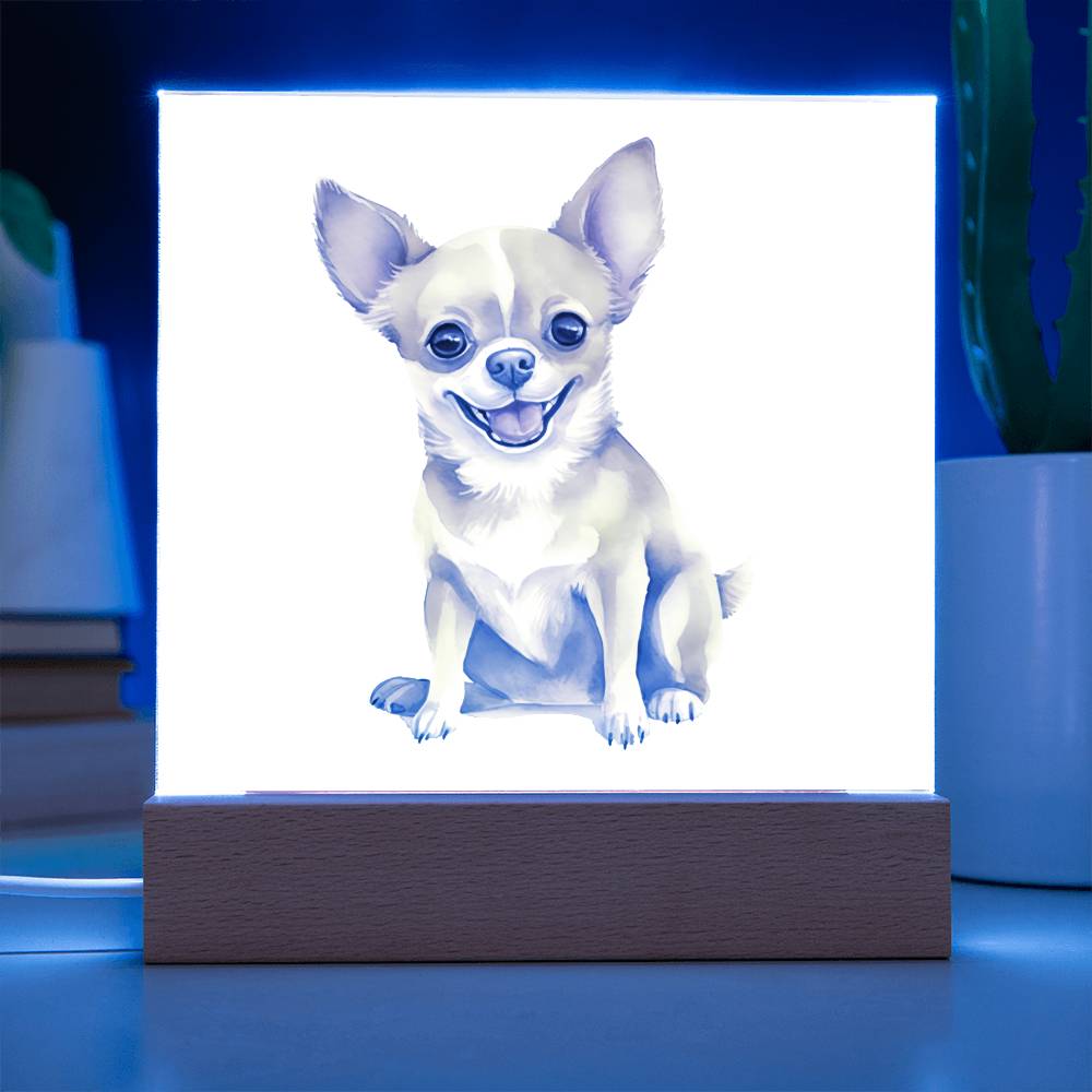 Chihuahua (Watercolor) 05 - Square Acrylic Plaque