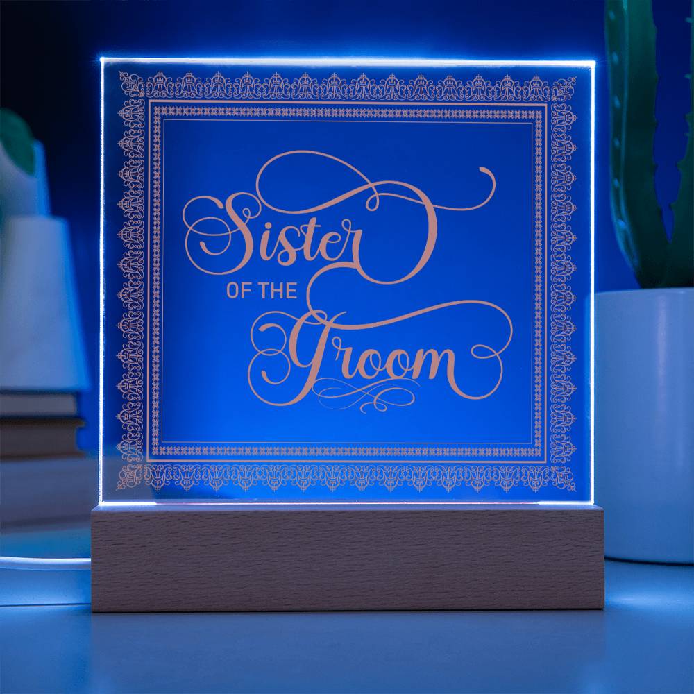 Sister of the Groom (Rose) - Square Acrylic Plaque