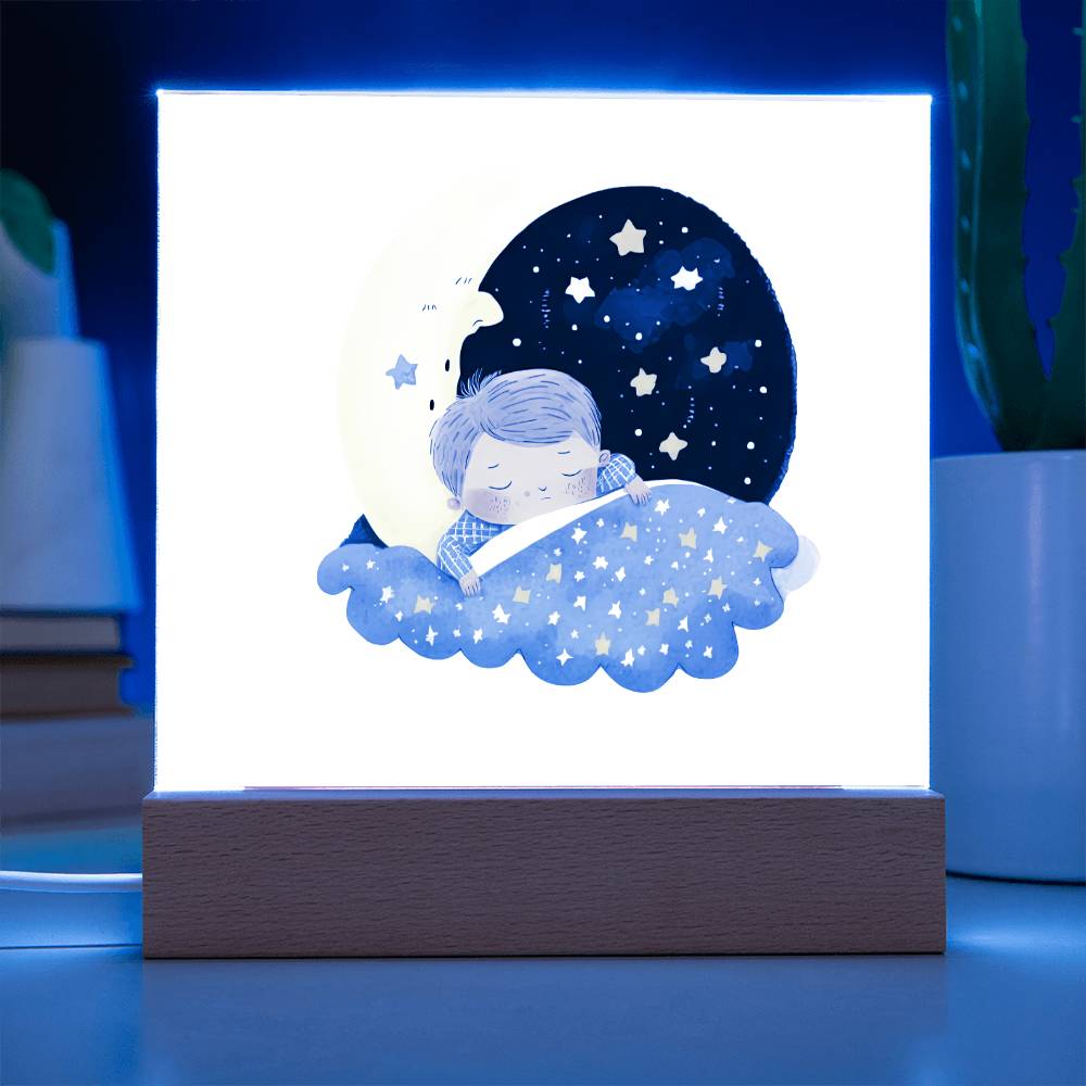 Sweet Dreams Baby Boy (Watercolor) 06 - LED Night Light Square Acrylic Plaque