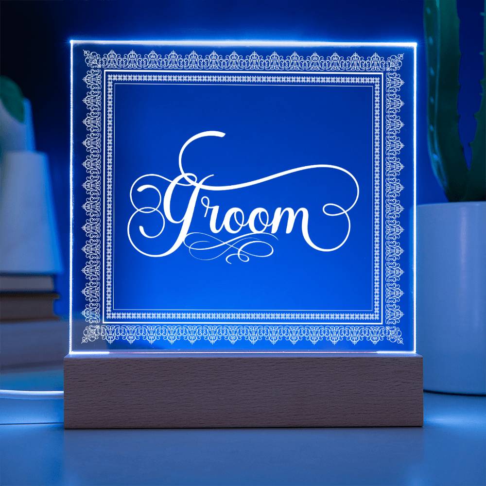 Groom (White) - Square Acrylic Plaque