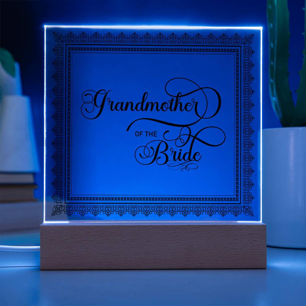 Grandmother of the Bride (Black) - Square Acrylic Plaque
