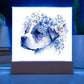 Dog And Spring Flowers (Watercolor) 03 - Square Acrylic Plaque