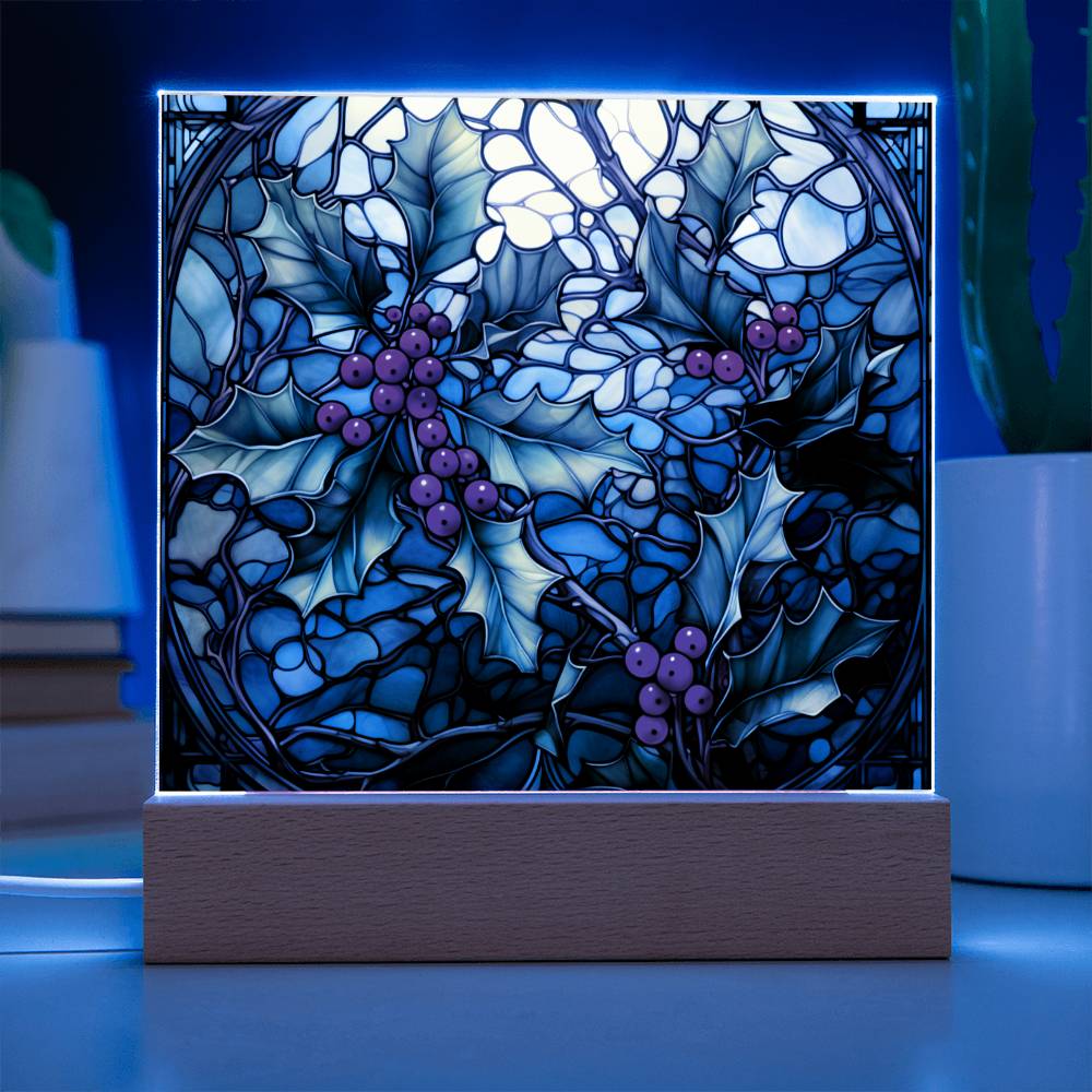 Christmas Stained Glass Design 035 - Square Acrylic Plaque