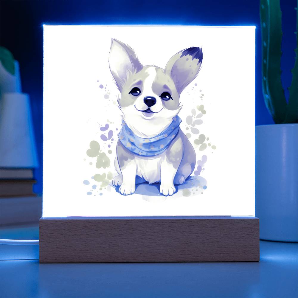 Corgi (Watercolor) 01 - Square Acrylic Plaque