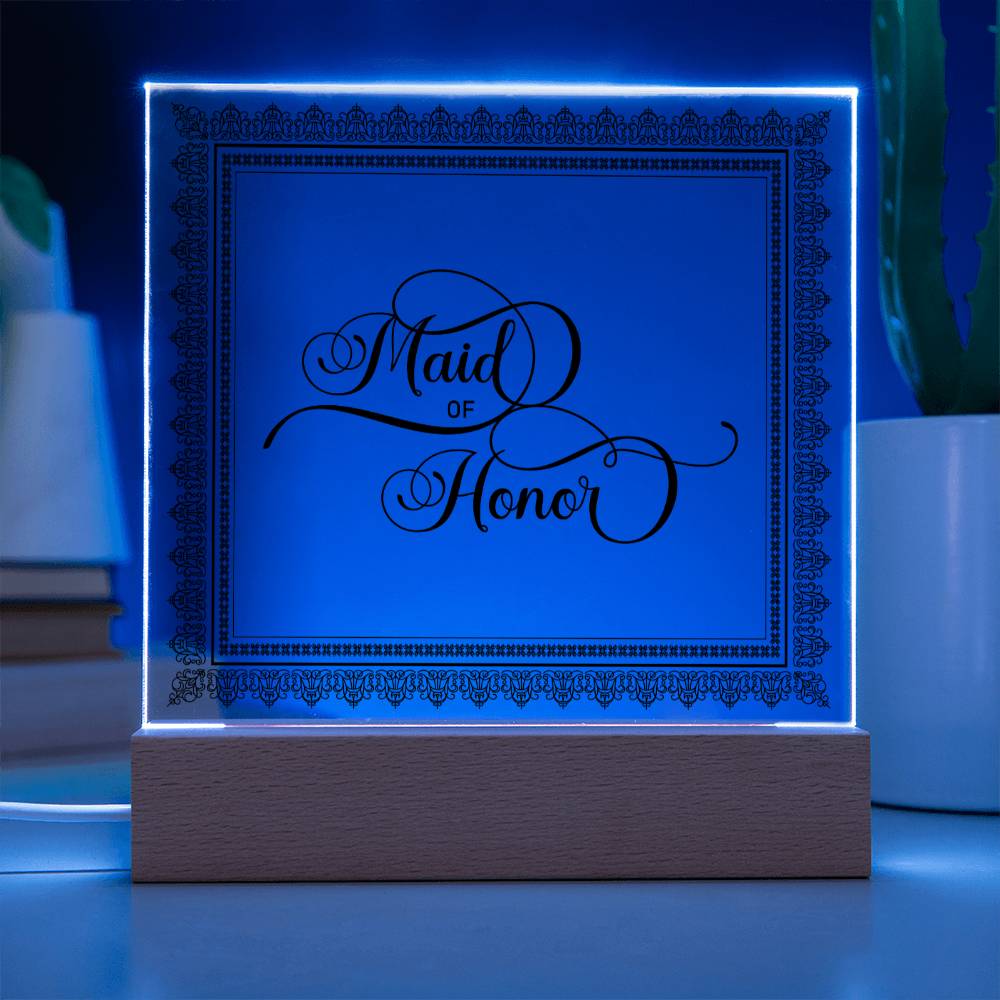 Maid of Honor (Black) - Square Acrylic Plaque