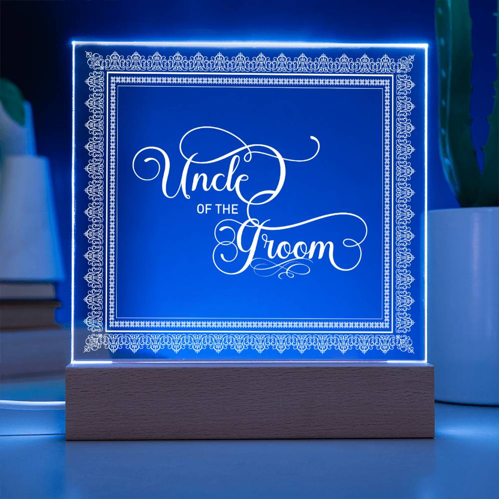 Uncle of the Groom (White) - Square Acrylic Plaque
