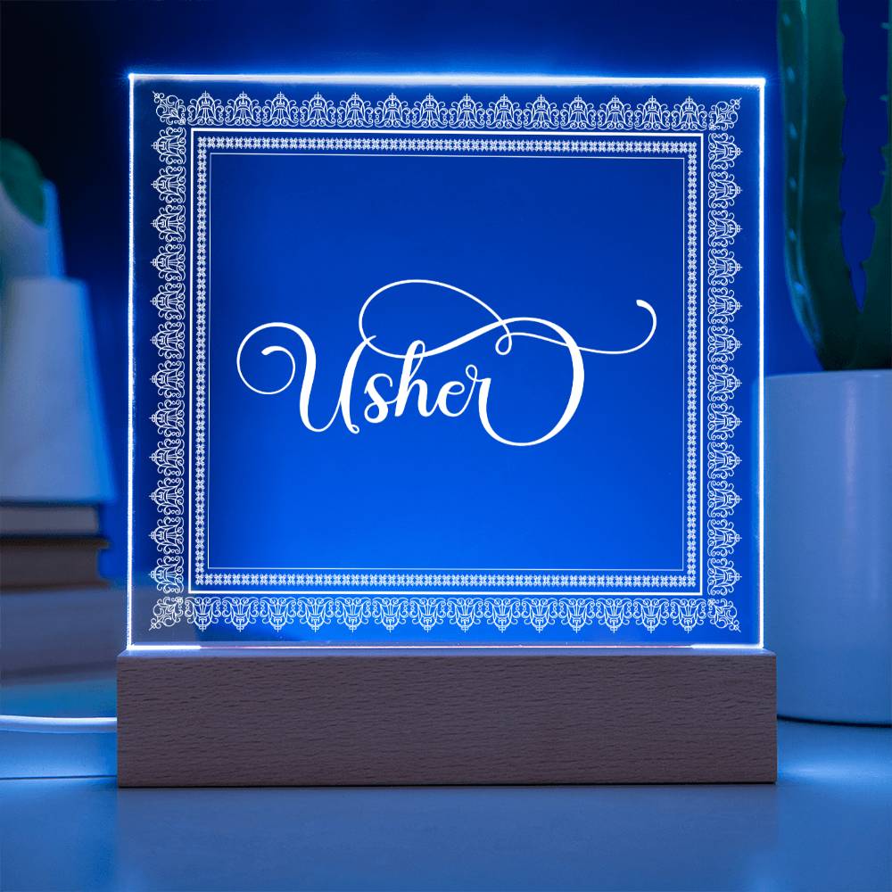 Usher (White) - Square Acrylic Plaque